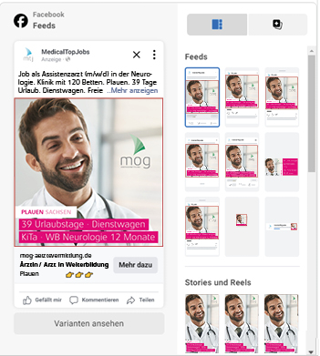 unterschiedliche Formatvarianten für Social Recruiting Anzeigen